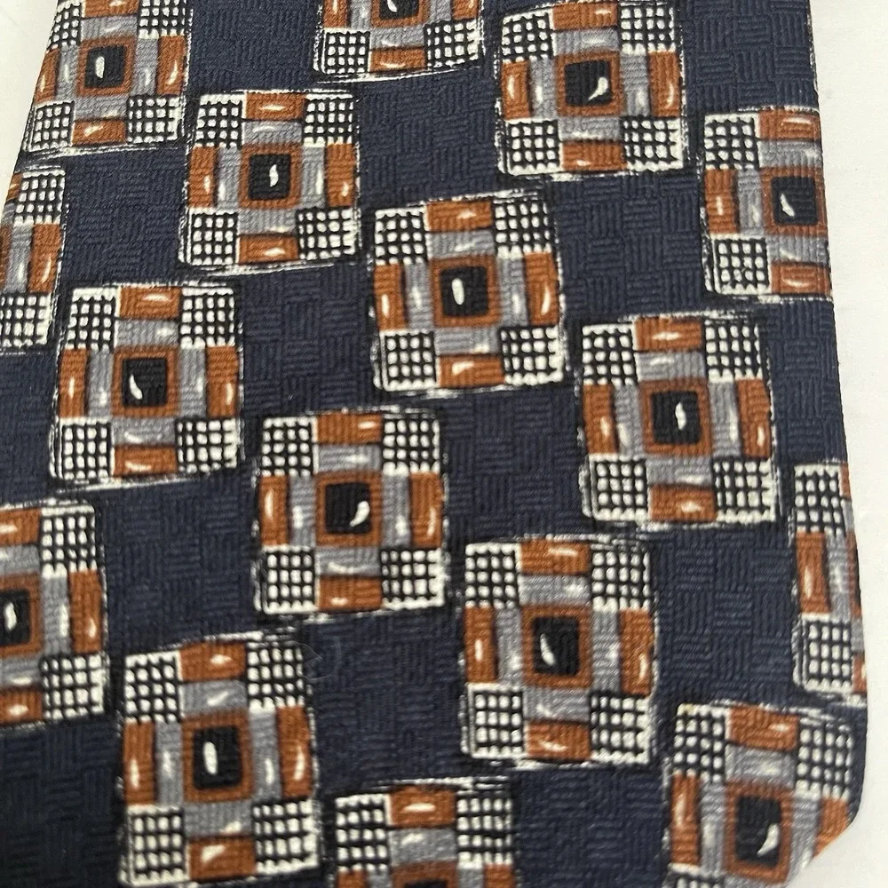 Mara Countess Mara Silk Tie Navy Square Geometric 4